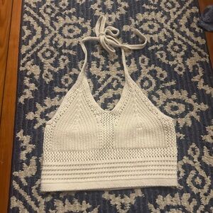 3/$25 Aerie Cream Knit Halter Bralette Sweater Tank Top XS Boho Cottagecore
